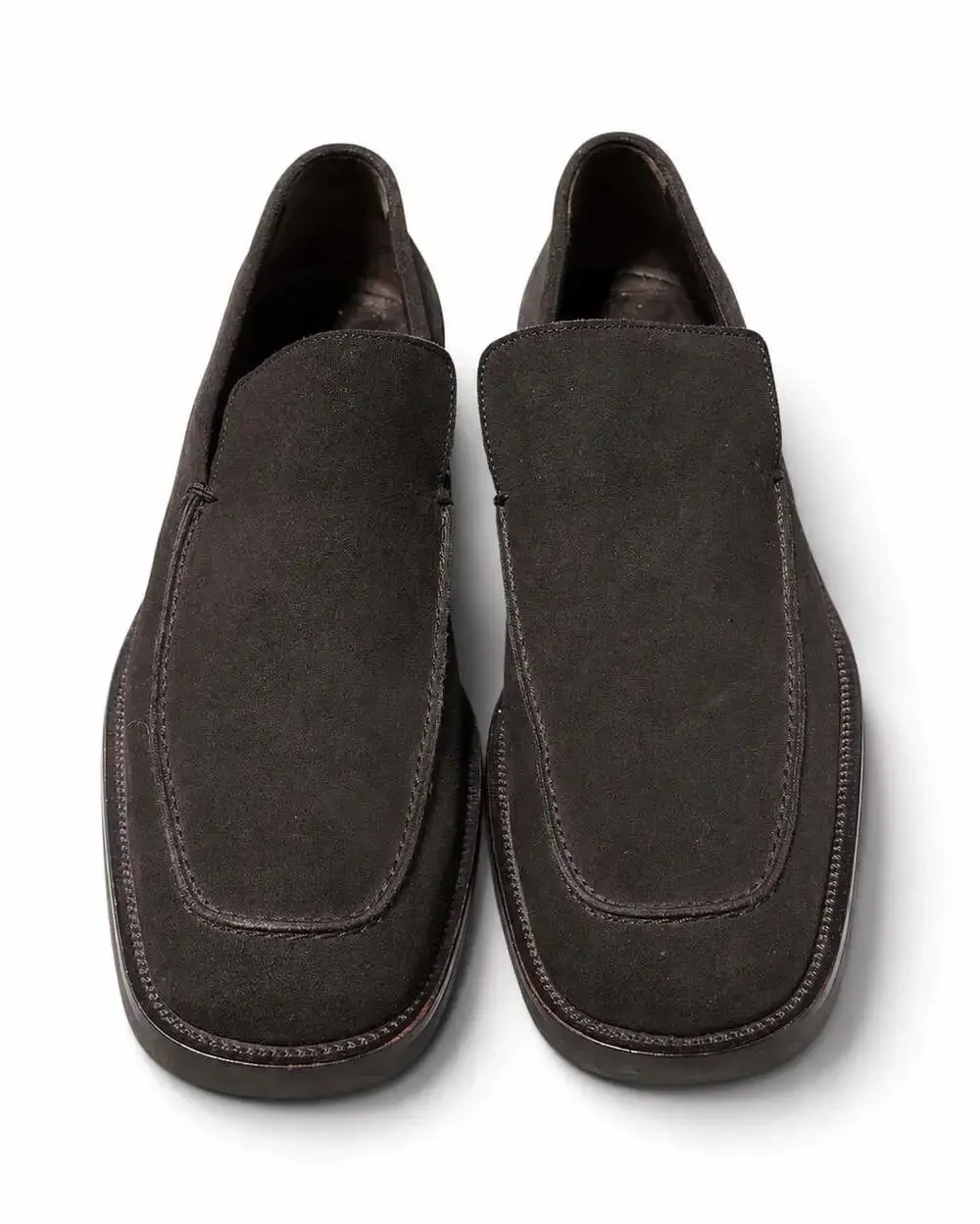 Gucci Mens Black Suede Square Toe Apron Loafers Slip On Shoes EU 46 US 12.5